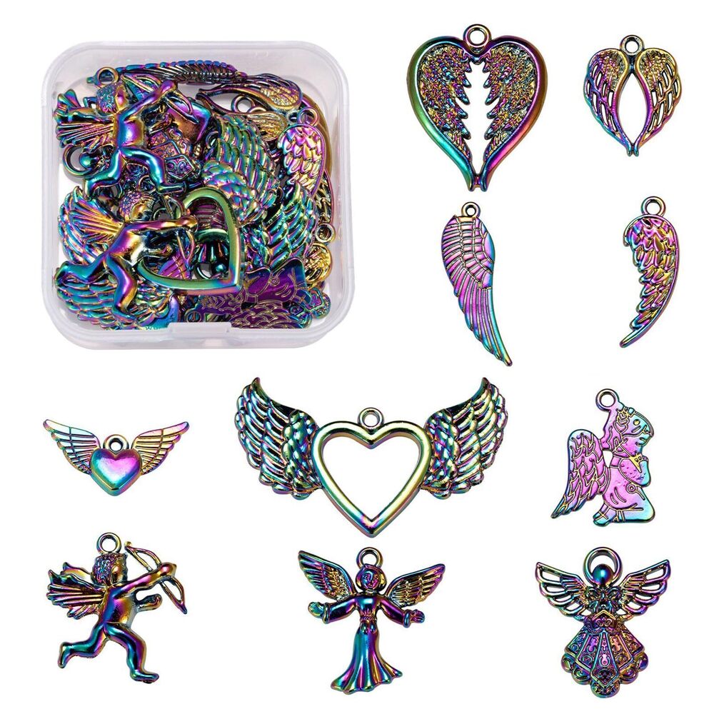 7048 20 Pcs Angel Charms for Jewelry Making Bulk Alloy Angel Wings Charms